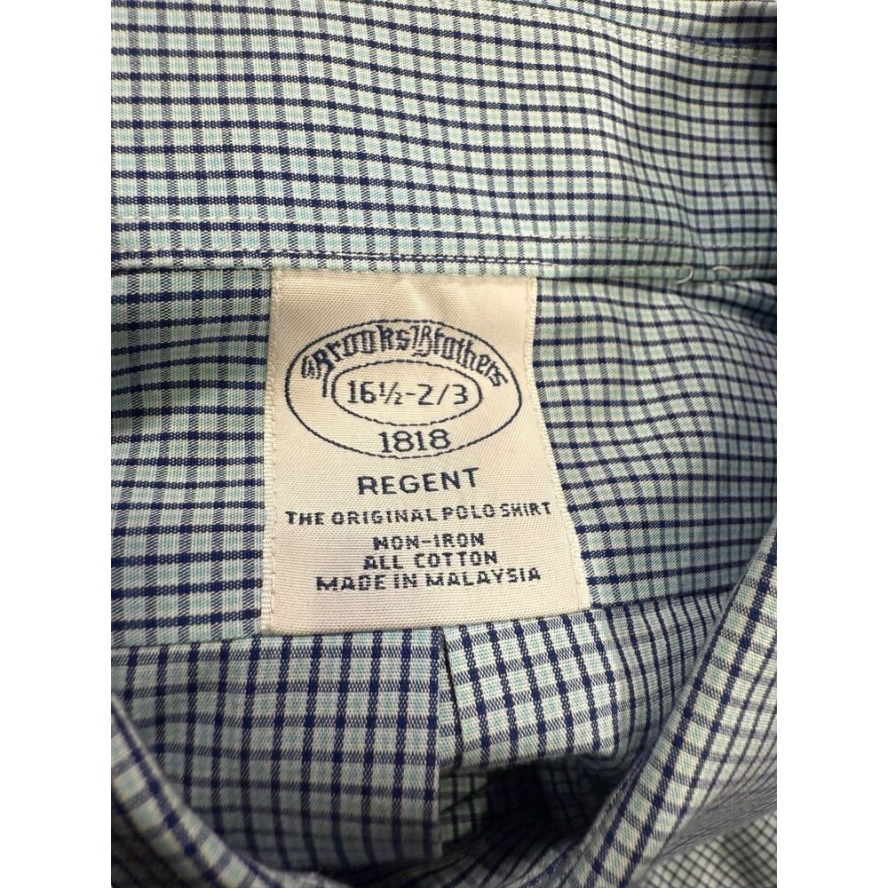Brooks Brothers Regent Button Down 16 1/2-2/3 L/S Multi Color Blue Gingham - Picture 3 of 6